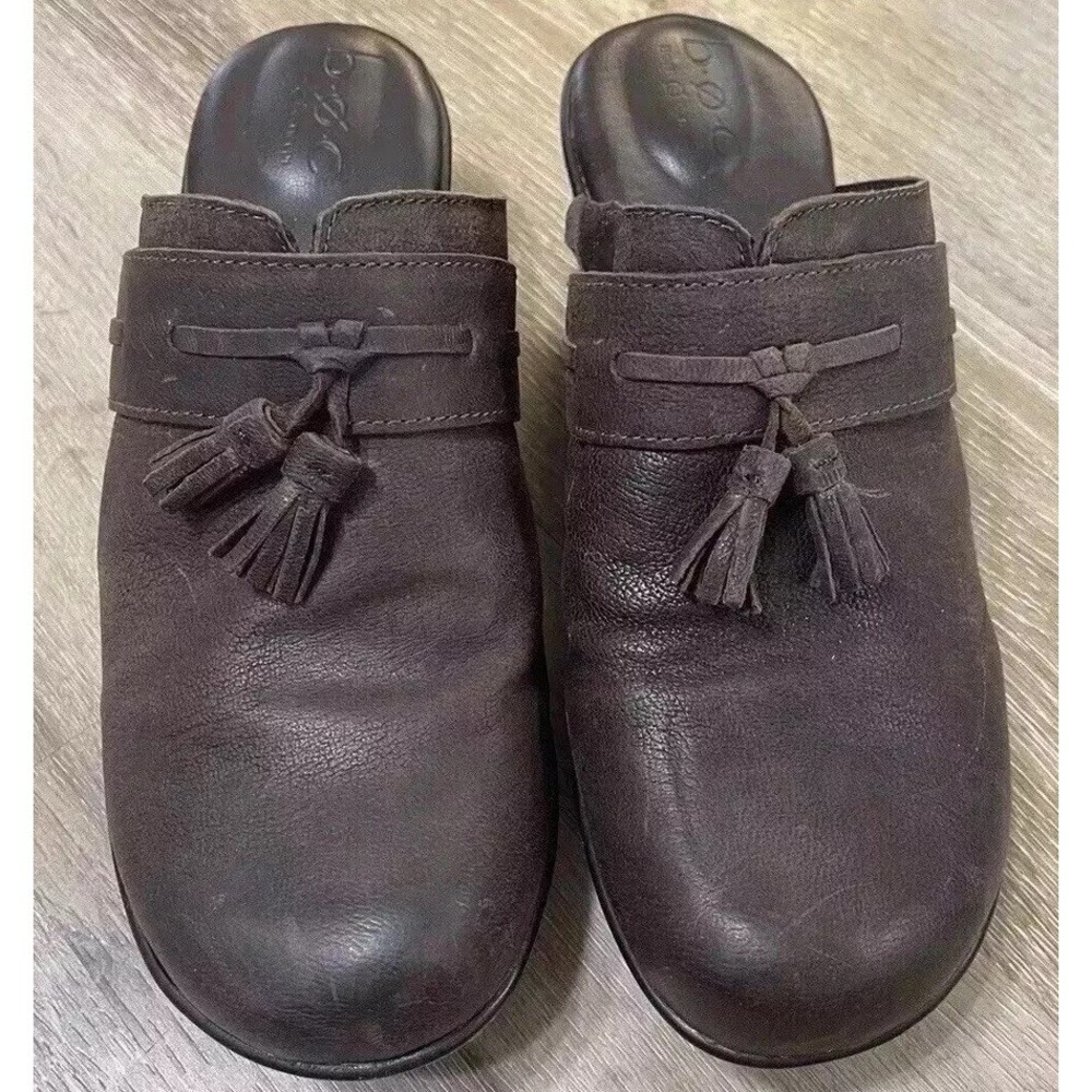 BOC Børn Concept Womens Size 10 Brown Leather‎ Mules Shoes Tassel Elsbury Clogs